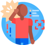 Graphic of a man surrounded by symbols of confusion